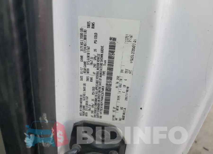 1FTEX1EF7HKC57483 Photo# 12
