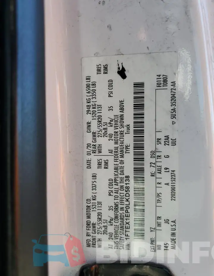 1FTEX1EP0LKD58138 Photo# 12