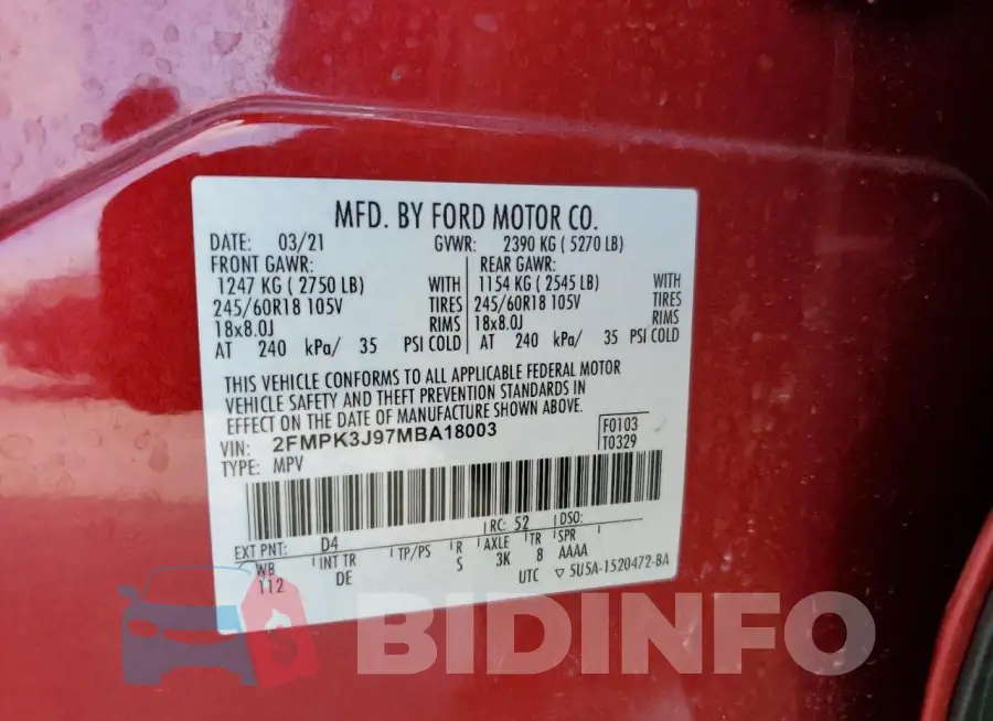 2FMPK3J97MBA18003 Photo# 13