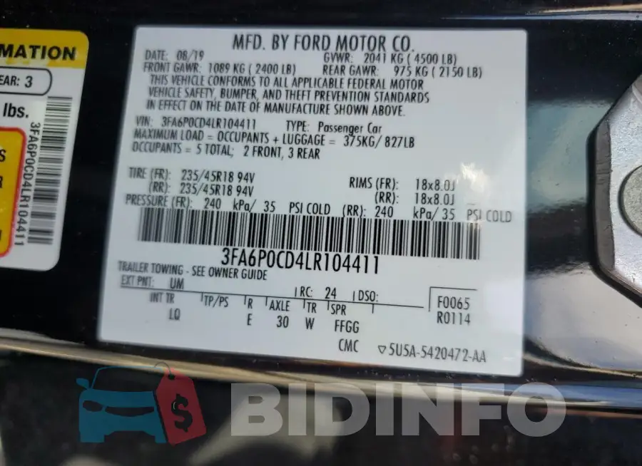 3FA6P0CD4LR104411 Photo# 13
