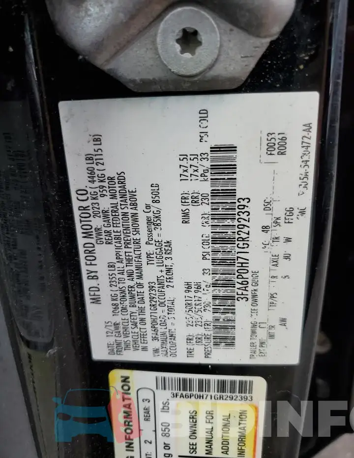 3FA6P0H71GR292393 Photo# 12