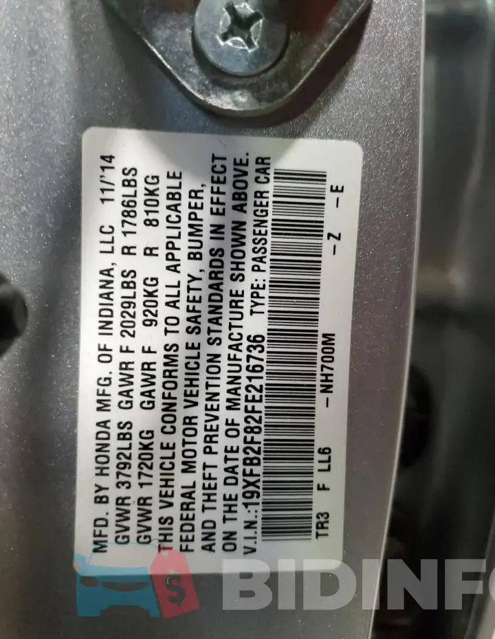 19XFB2F82FE216736 Photo# 13