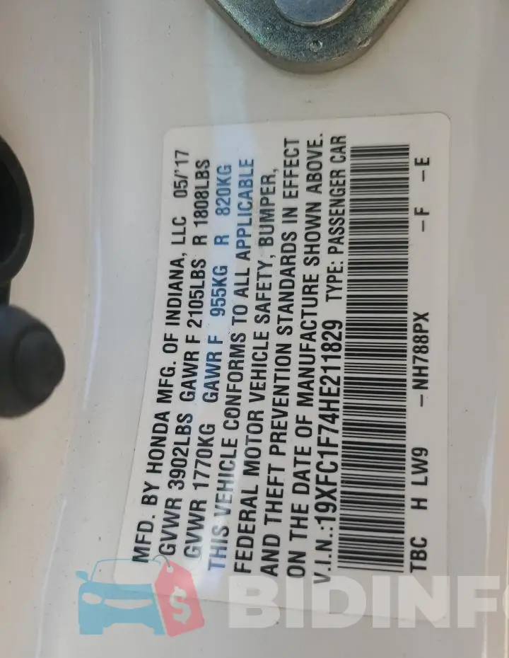 19XFC1F74HE211829 Photo# 13