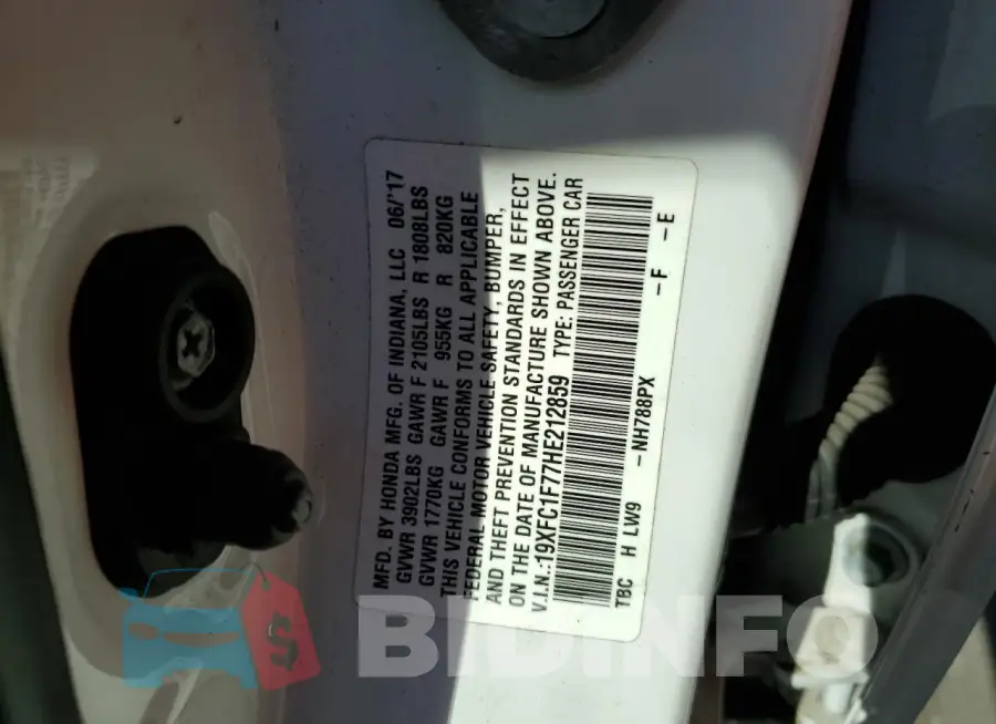 19XFC1F77HE212859 Photo# 12