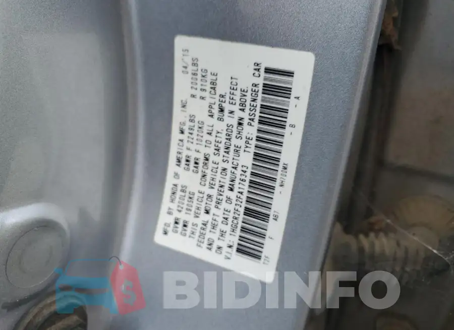 1HGCR2F32FA176343 Photo# 13
