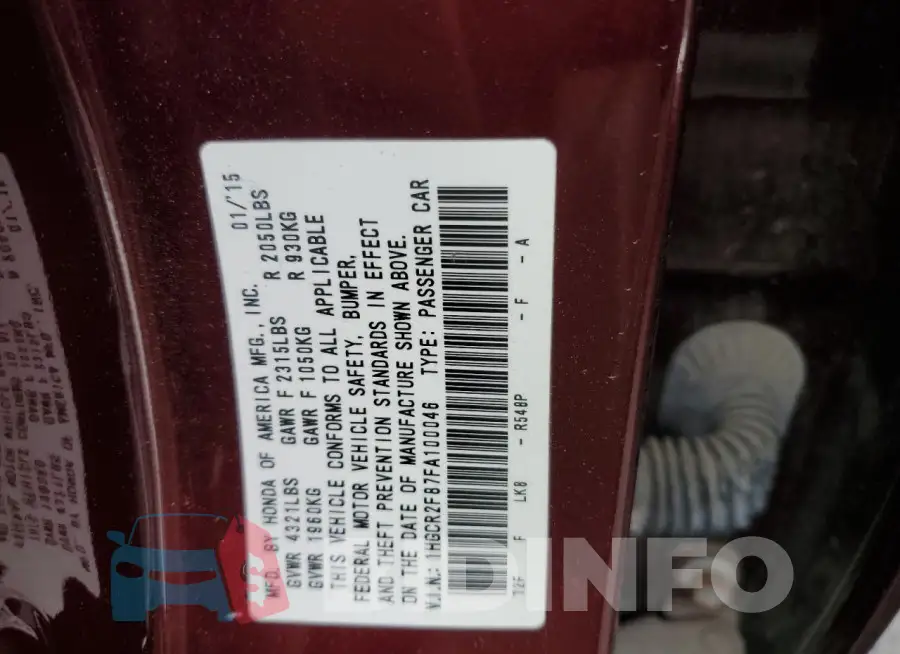 1HGCR2F87FA100046 Photo# 12