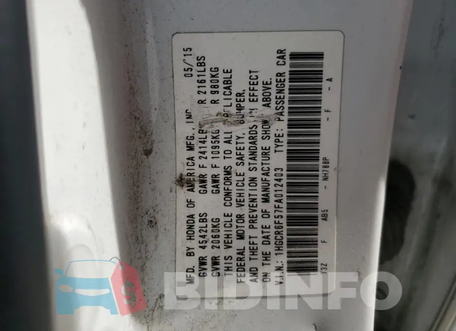 1HGCR6F57FA012403 Photo# 12