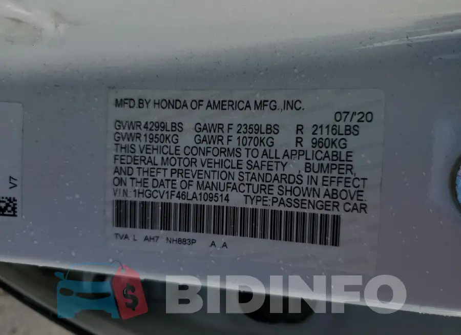 1HGCV1F46LA109514 Photo# 12