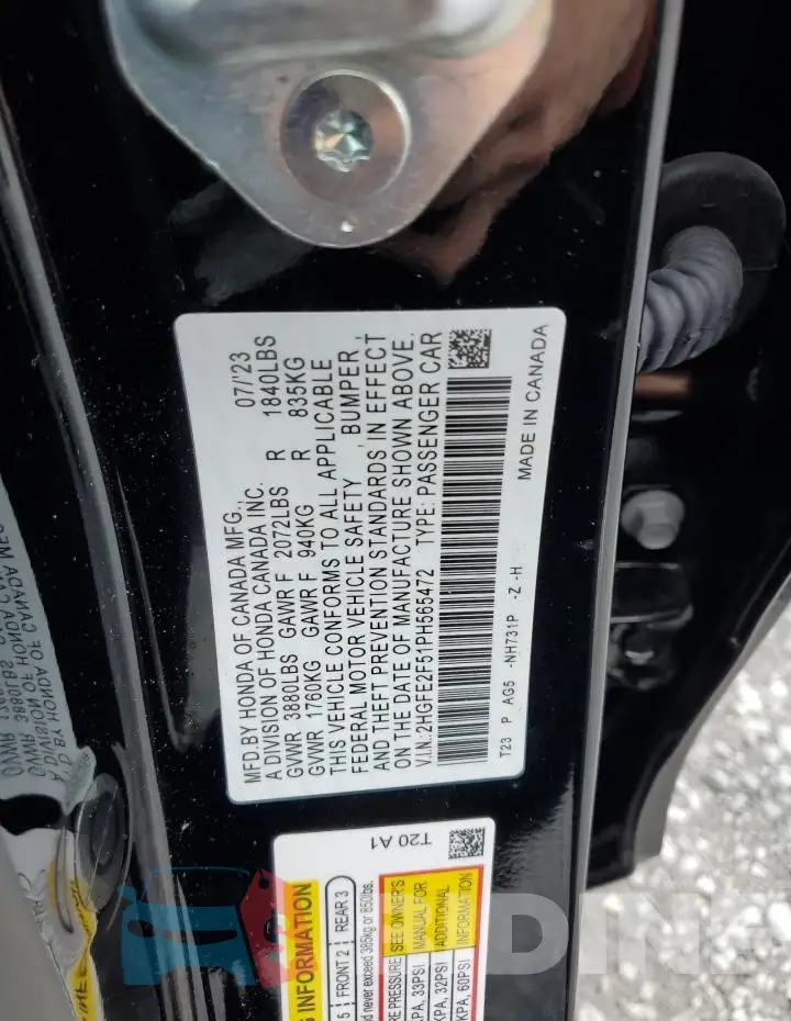 2HGFE2F51PH565472 Photo# 12