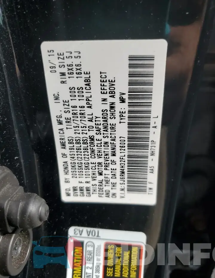 5J6RM4H32FL126007 Photo# 13