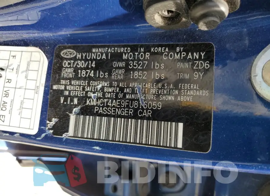 KMHCT4AE9FU816059 Photo# 12