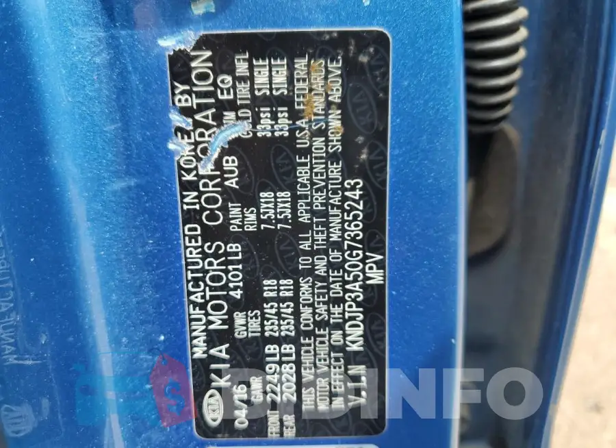 KNDJP3A50G7365243 Photo# 12