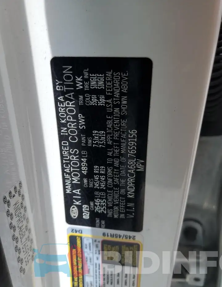 KNDPRCA68L7659156 Photo# 13