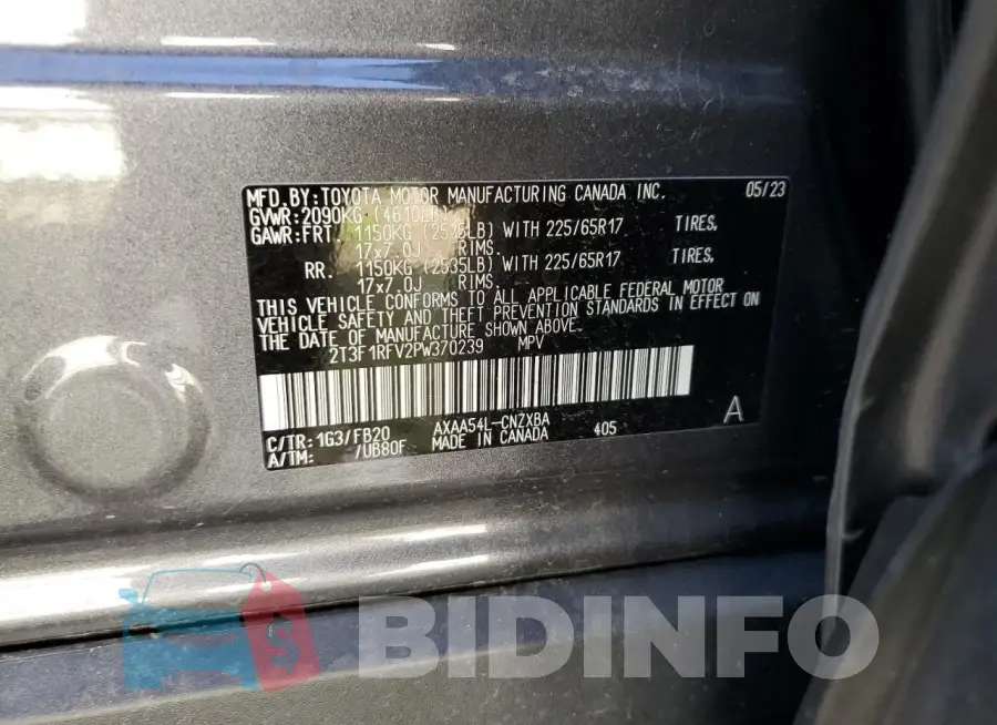 2T3F1RFV2PW370239 Photo# 14