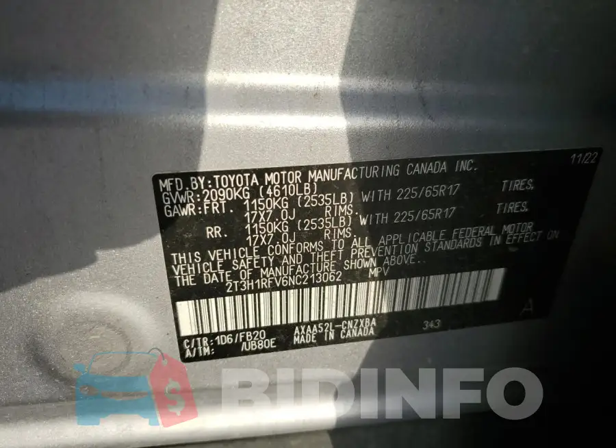 2T3H1RFV6NC213062 Photo# 14