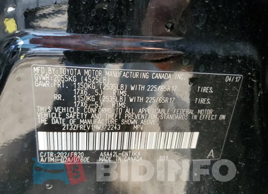 2T3ZFREV1HW372243 Photo# 14