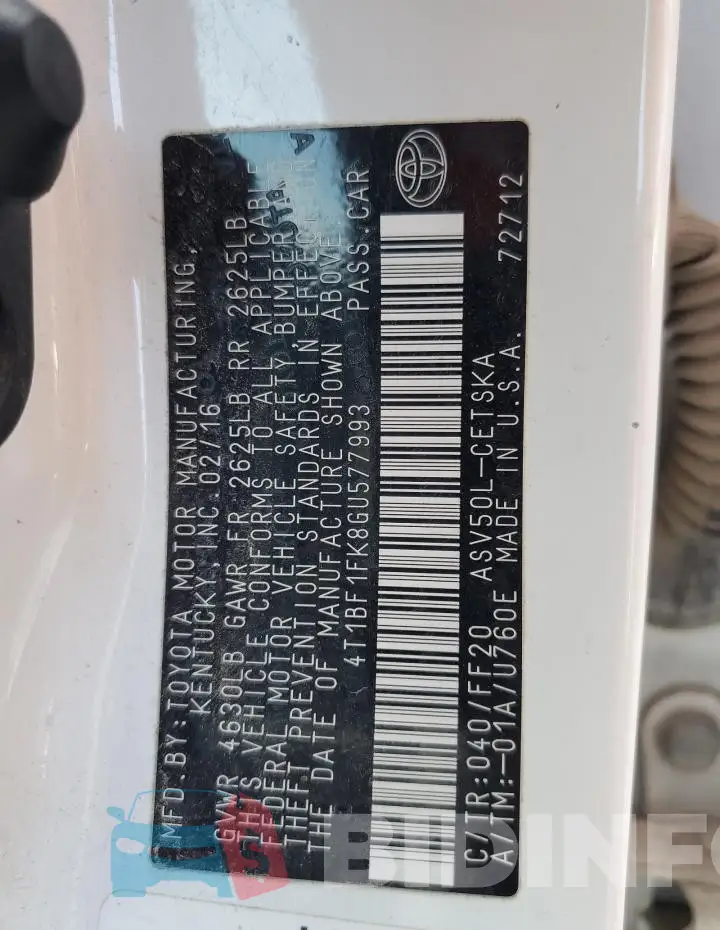 4T1BF1FK8GU577993 Photo# 12