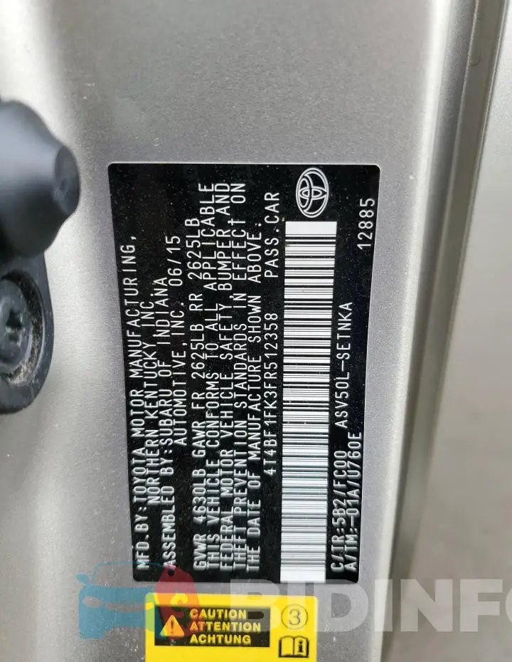 4T4BF1FK3FR512358 Photo# 13