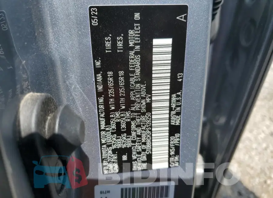 5TDBBRCH3PS128250 Photo# 12