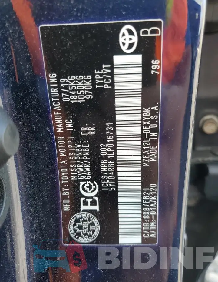 5YFB4RBE1LP016731 Photo# 12
