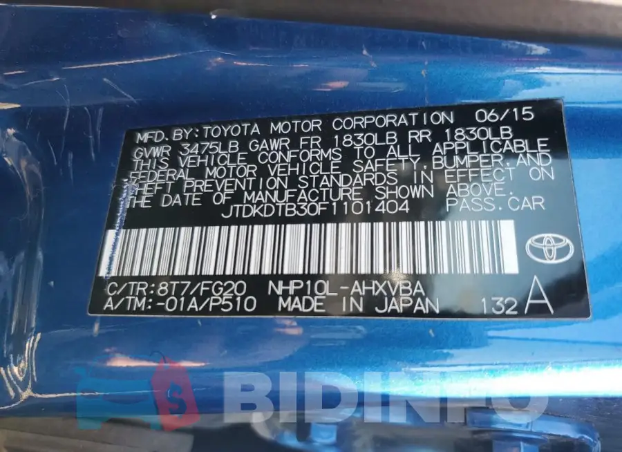 JTDKDTB30F1101404 Photo# 12