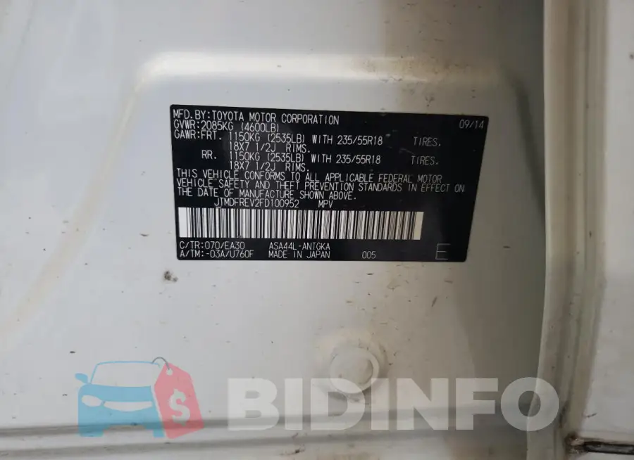 JTMDFREV2FD100952 Photo# 14