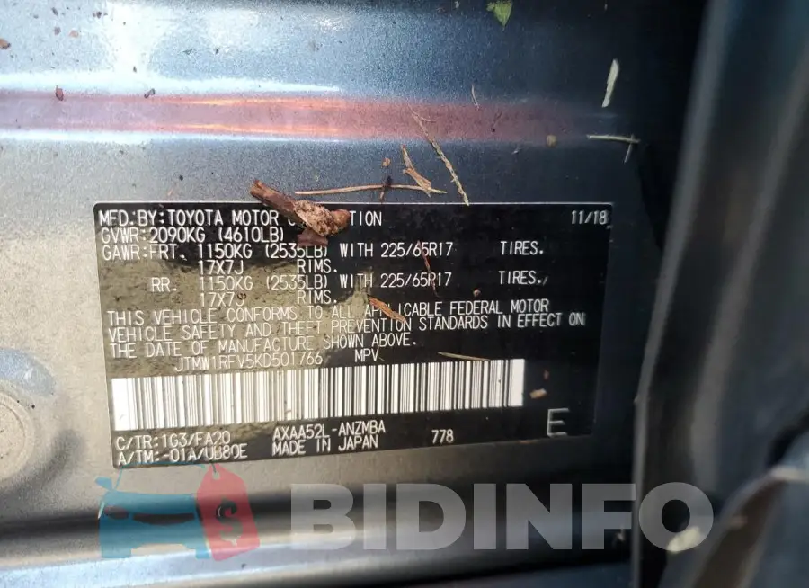 JTMW1RFV5KD501766 Photo# 14