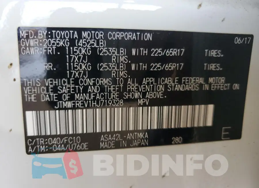 JTMWFREV1HJ719328 Photo# 14