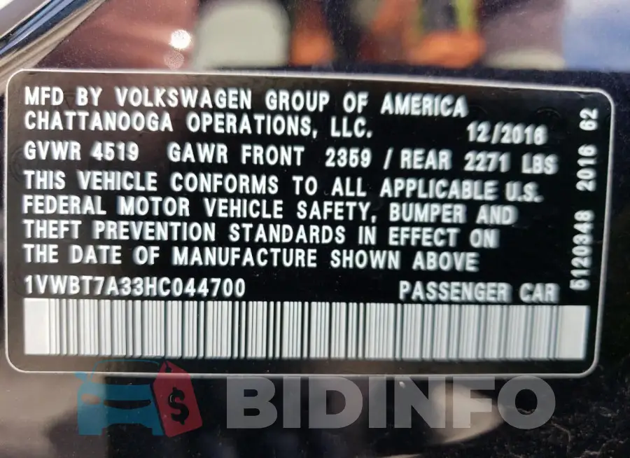 1VWBT7A33HC044700 Photo# 12