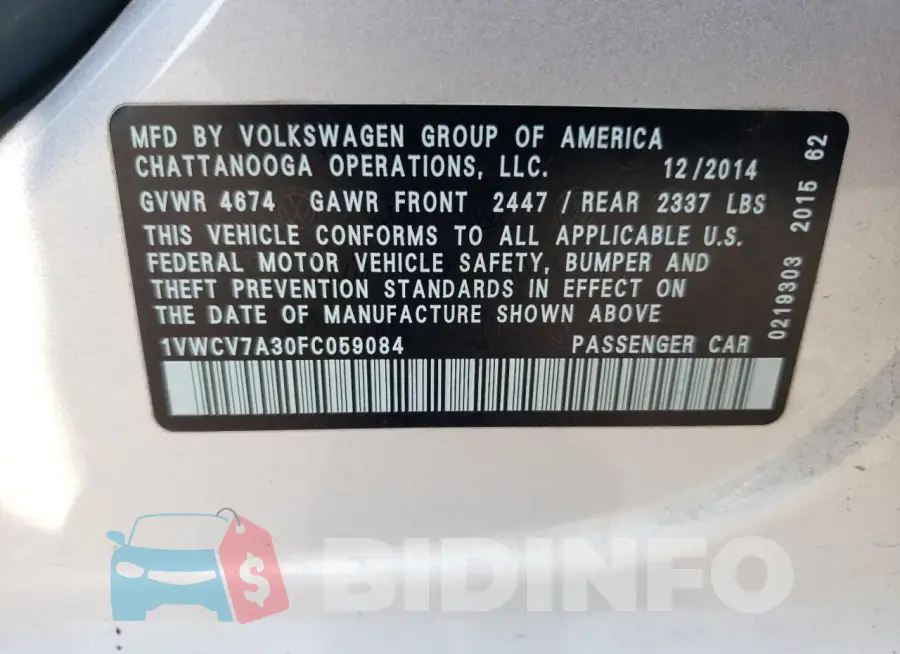 1VWCV7A30FC059084 Photo# 12