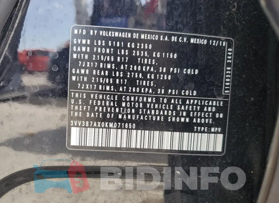 3VV3B7AX0KM071650 Photo# 13