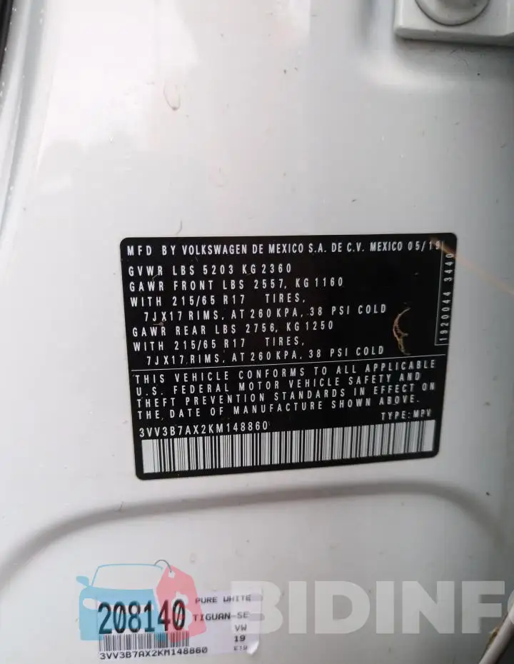 3VV3B7AX2KM148860 Photo# 14