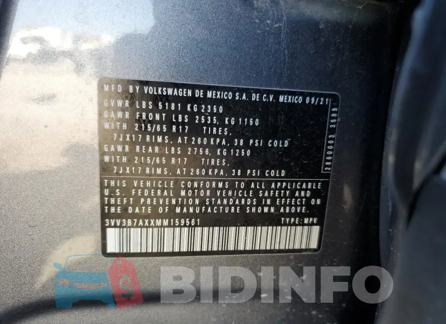 3VV3B7AXXMM159561 Photo# 13