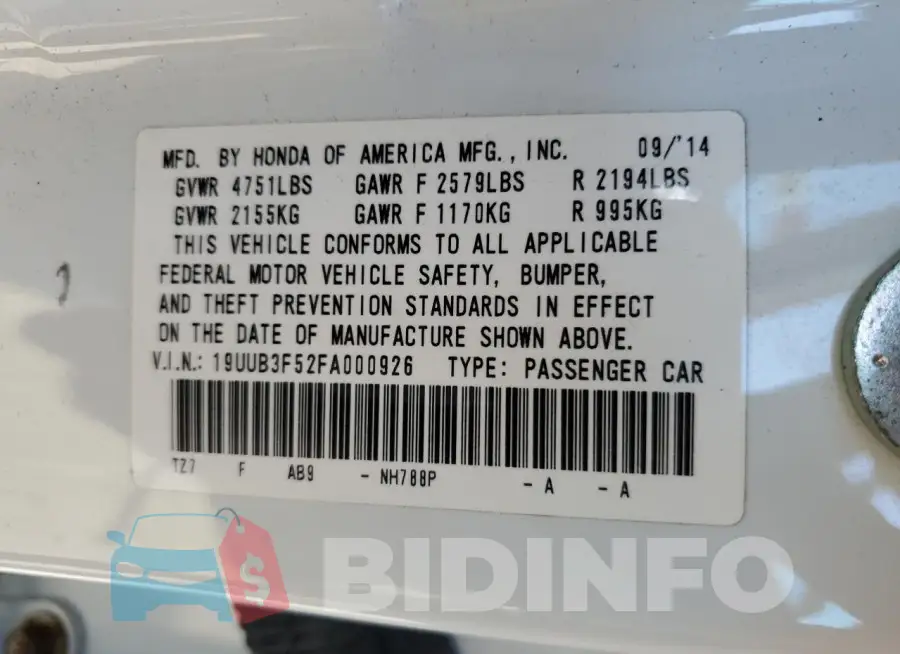 19UUB3F52FA000926 Photo# 13