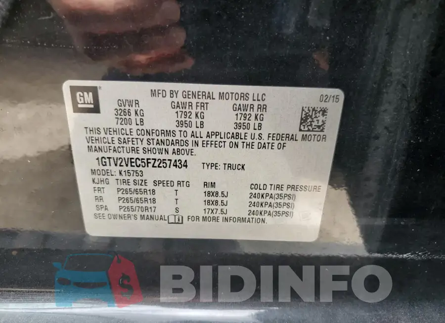 1GTV2VEC5FZ257434 Photo# 13