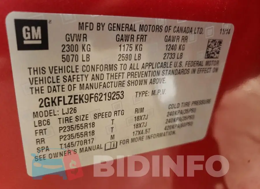 2GKFLZEK9F6219253 Photo# 14