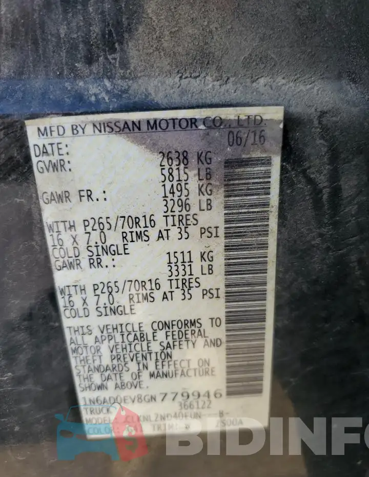 1N6AD0EV8GN779946 Photo# 12