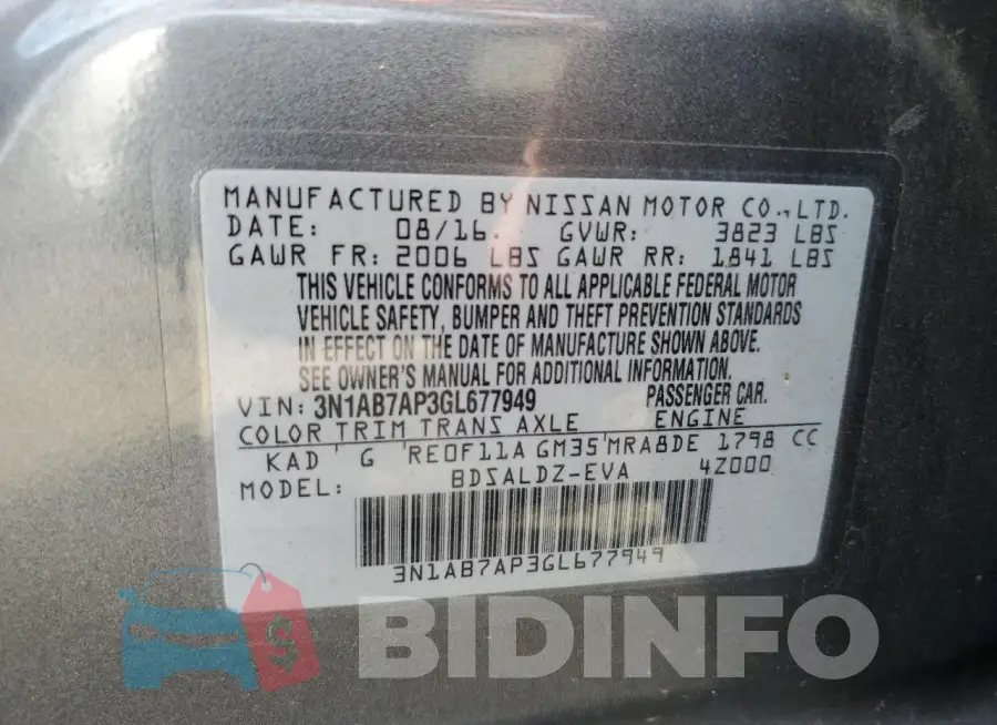 3N1AB7AP3GL677949 Photo# 12