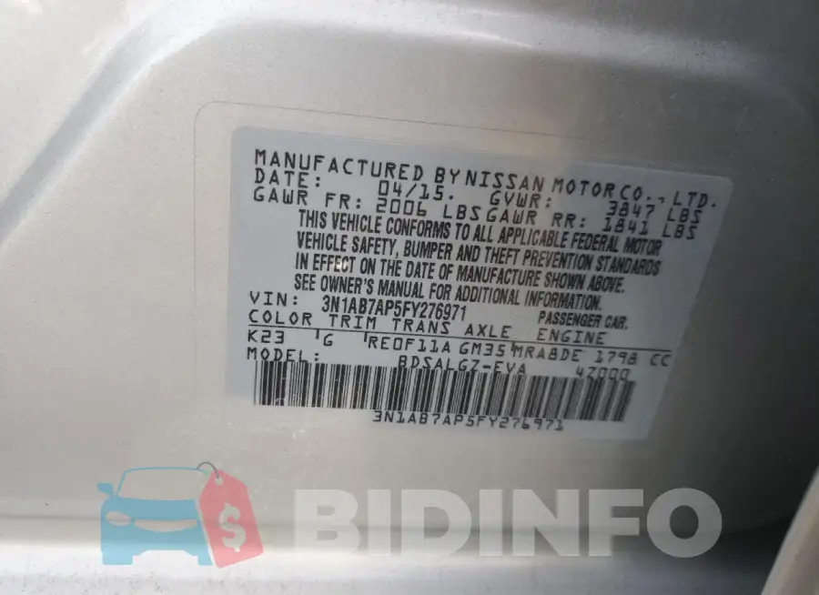 3N1AB7AP5FY276971 Photo# 13
