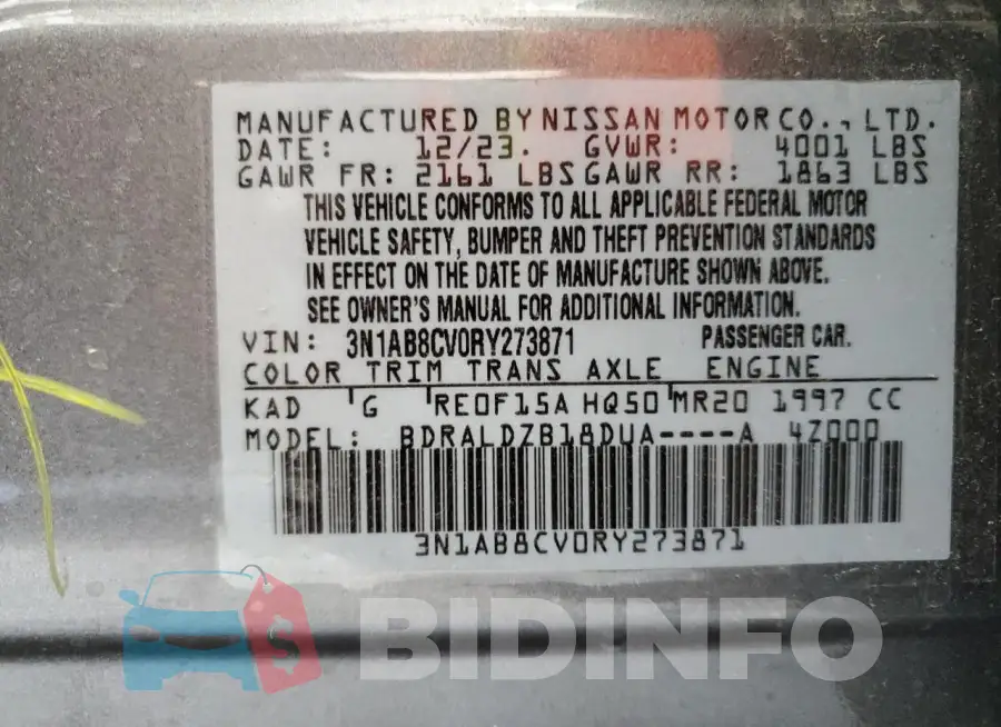 3N1AB8CV0RY273871 Photo# 12