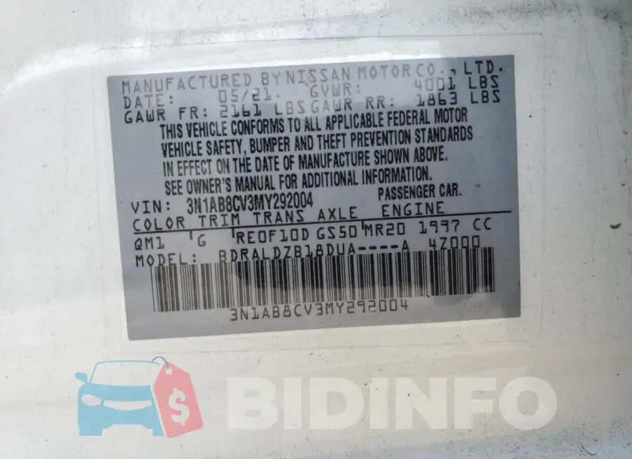 3N1AB8CV3MY292004 Photo# 12