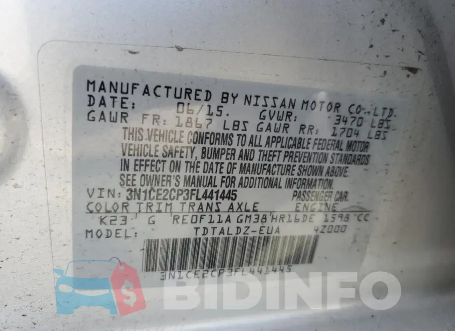 3N1CE2CP3FL441445 Photo# 12