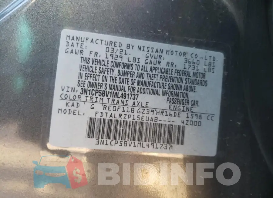 3N1CP5BV1ML491737 Photo# 13