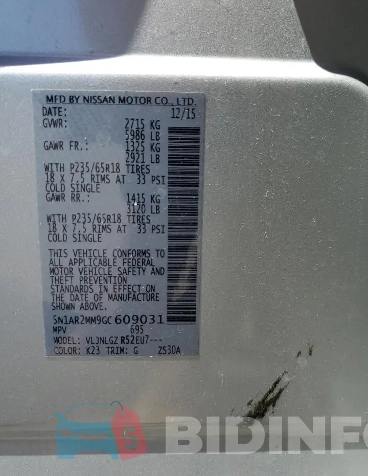 5N1AR2MM9GC609031 Photo# 13