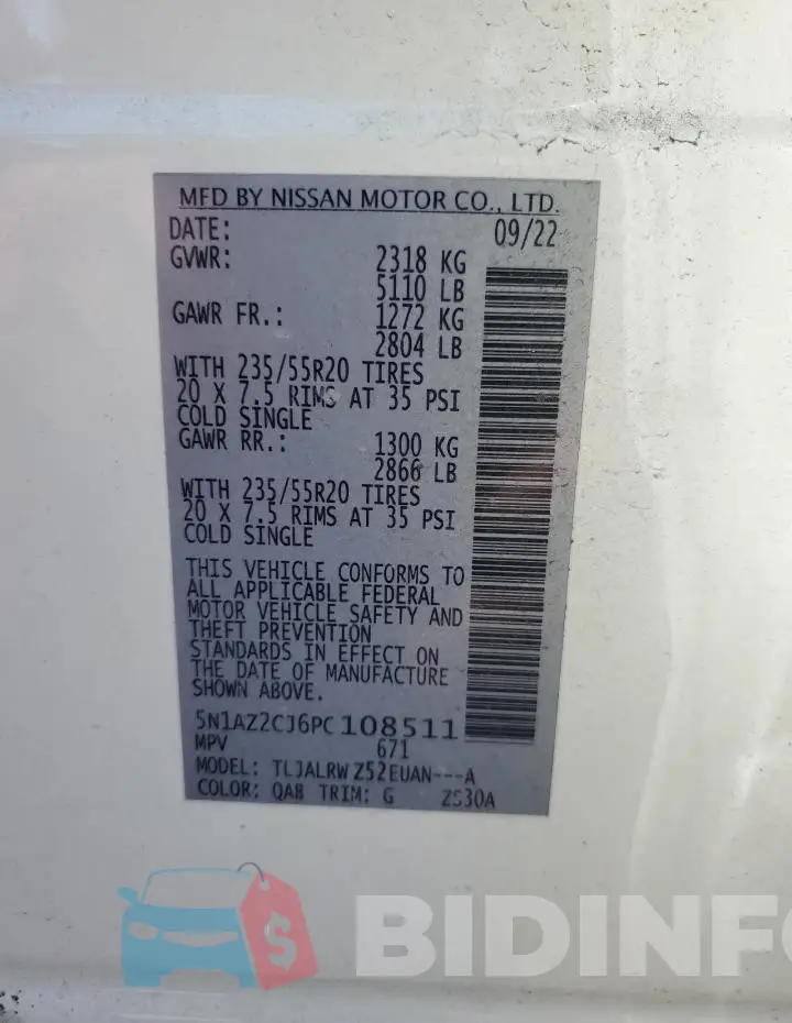 5N1AZ2CJ6PC108511 Photo# 14
