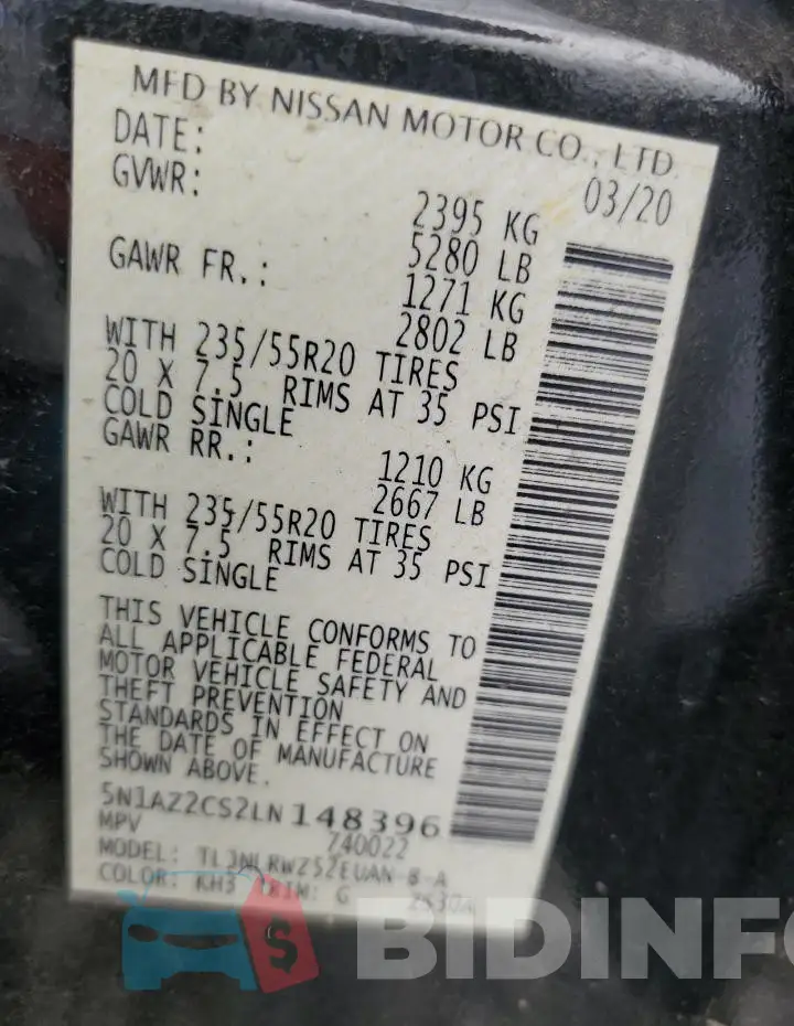 5N1AZ2CS2LN148396 Photo# 12