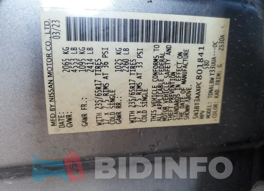 5N1BT3AAXPC801841 Photo# 14