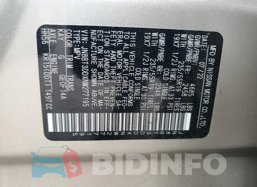 JN8BT3DDXNW277195 Photo# 13