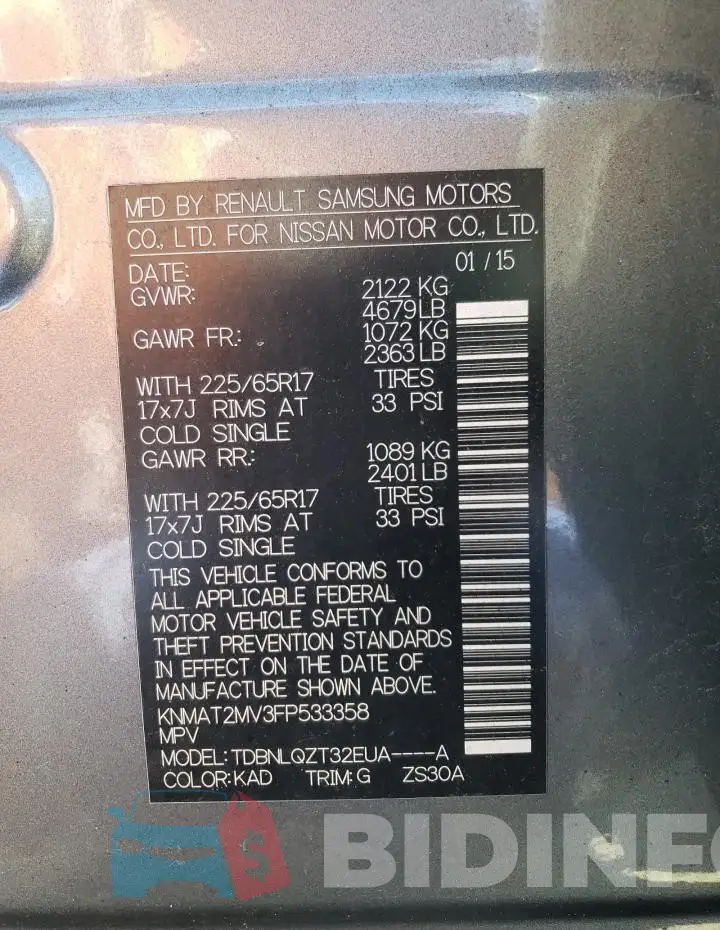 KNMAT2MV3FP533358 Photo# 13