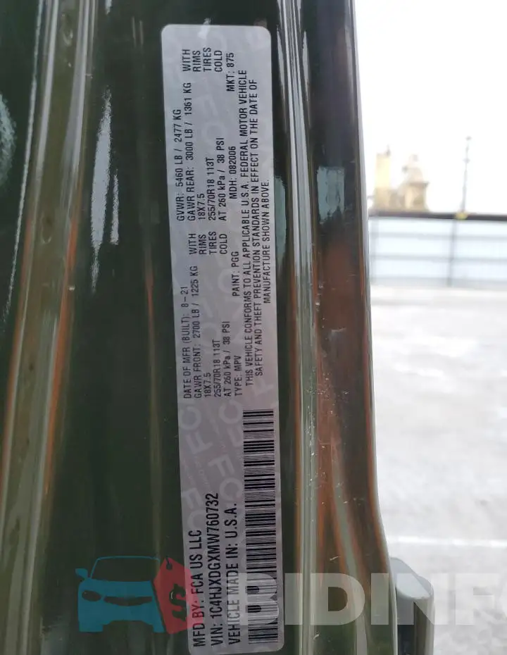 1C4HJXDGXMW760732 Photo# 13